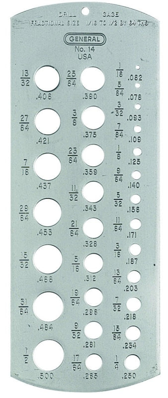14 DRILL GAUGE 1/16-1/2