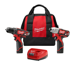 Milwaukee 2494-22 Combination Tool Kit, Tools Included: (1) M12 3/8 in Drill Driver, (1) M12 1/4 in Hex Impact Driver