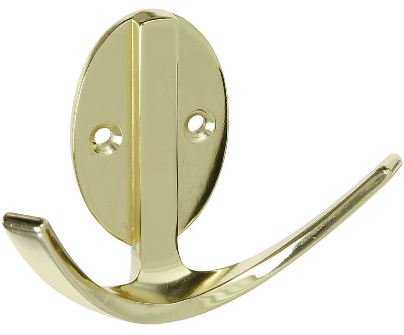 National Hardware V8010 N807-006 Robe Hook, 2-Hook, Zinc, Brass