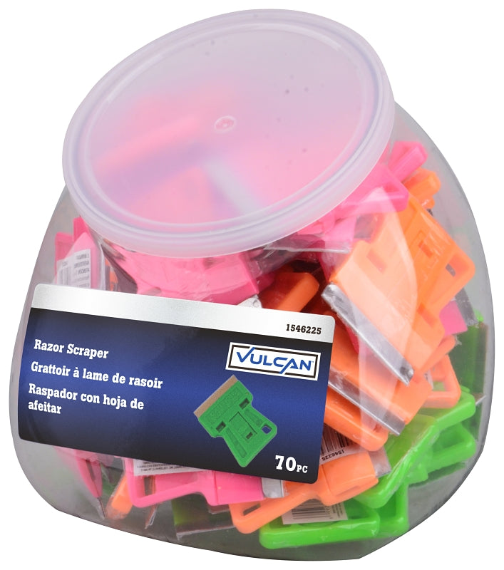 Vulcan M82730L Scraper, 1-1/2 in W Blade, Razor Blade, Steel Blade, Plastic Handle, 2 in OAL