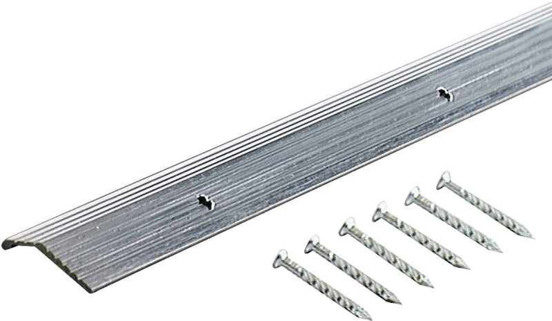 M-D 78089 Carpet Trim, 72 in L, 7/8 in W, Fluted Surface, Aluminum, Silver