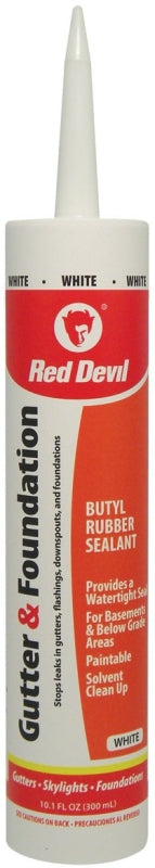 Red Devil 0697 Gutter and Foundation Sealant, White, Viscous Paste, 10.1 fl-oz Cartridge