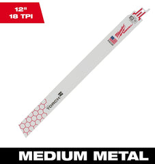Milwaukee The Torch SAWZALL 48-01-2789 Reciprocating Saw Blade, 1 in W, 12 in L, 18 TPI, HSS Cutting Edge
