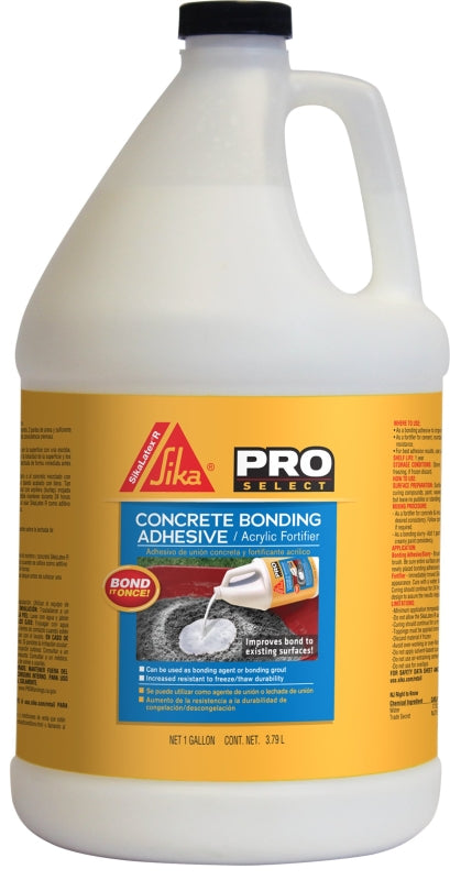 Sika SikaLatex R PRO SELECT Series 187782 Bonding Additive, Liquid, Milky White, 1 gal Jug