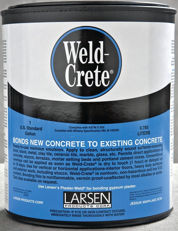 Larsen Weld-Crete WCG04 Bonding Agent, Liquid, Low to Slight Acetic, Blue, 1 gal Pail