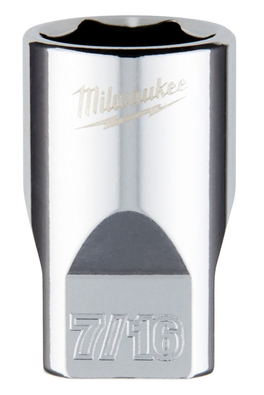 Milwaukee 45-34-9008 Socket, 7/16 in Socket, Standard Socket, 4.921 in OAL, 1/4 in Drive, 6 -Point, Chrome