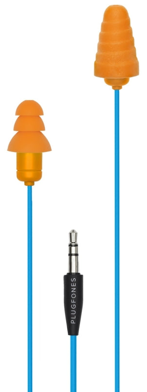 Plugfones Guardian PG-UO Earphones, 23/26 dB SPL, Light Blue/Orange