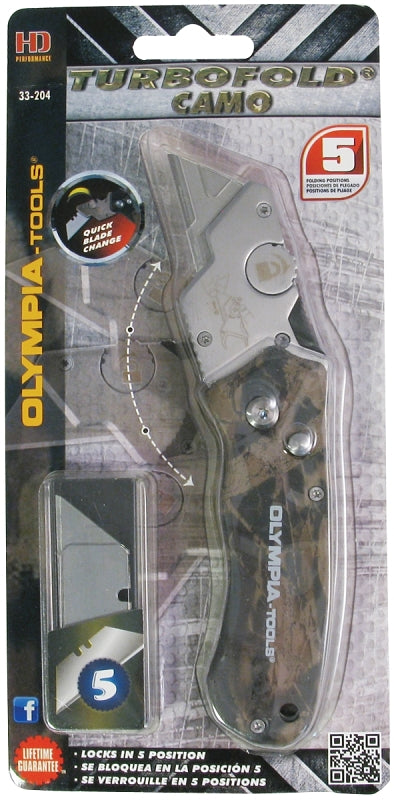 Olympia Tools 33-204 Utility Knife, Plastic Blade, Green Handle