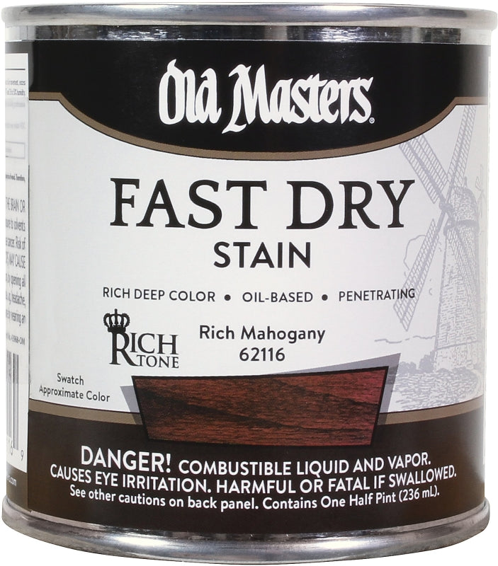 Old Masters 62116 Fast Dry Stain, Rich Mahogany, Liquid, 1/2 pt