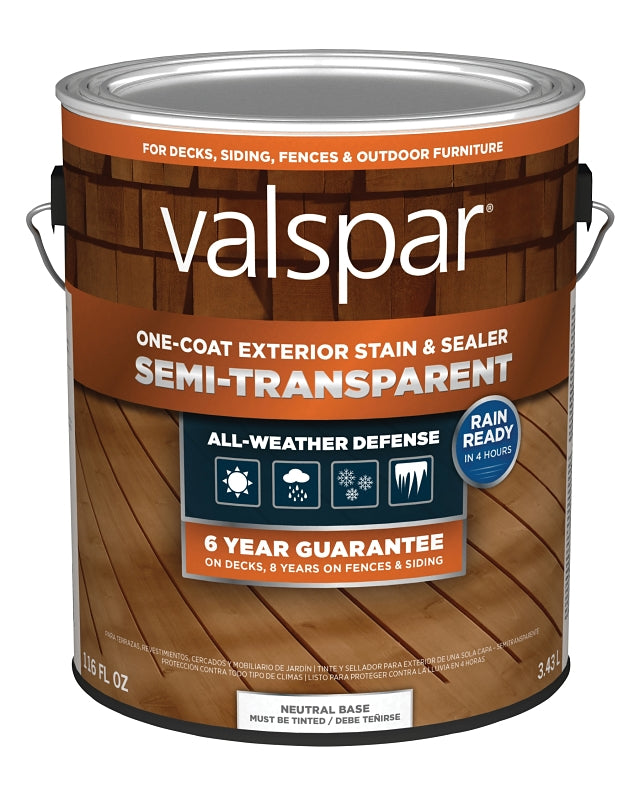 Valspar VL1028086-16 Stain and Sealer, Semi-Transparent, Liquid, 1 gal