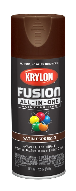 Krylon K02738007 Spray Paint, Satin, Espresso, 12 oz, Can