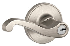 Schlage J Series J54 LAS 619 Entry Lever, Mechanical Lock, Satin Nickel, Metal, Residential, 3 Grade, ADA Compliant