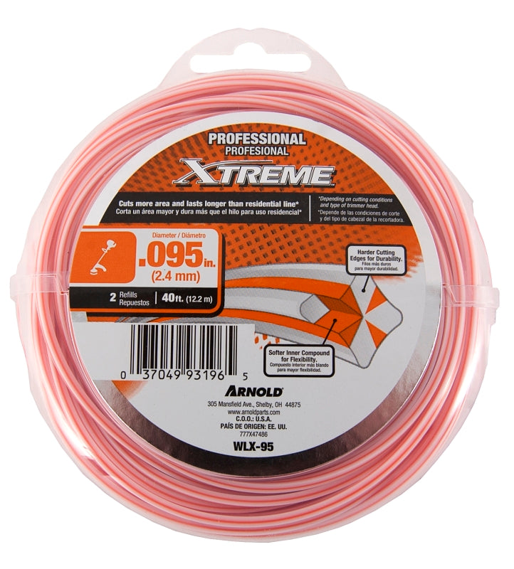 Arnold Xtreme Professional Series WLX-95 Trimmer Line, 0.095 in Dia, 40 ft L, Monofilament