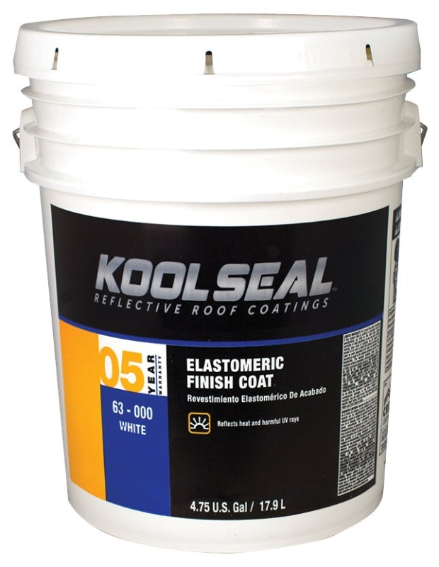 Kool Seal KS0063000-20 Elastomeric Roof Coating, White, 4.75 gal Pail, Liquid, White