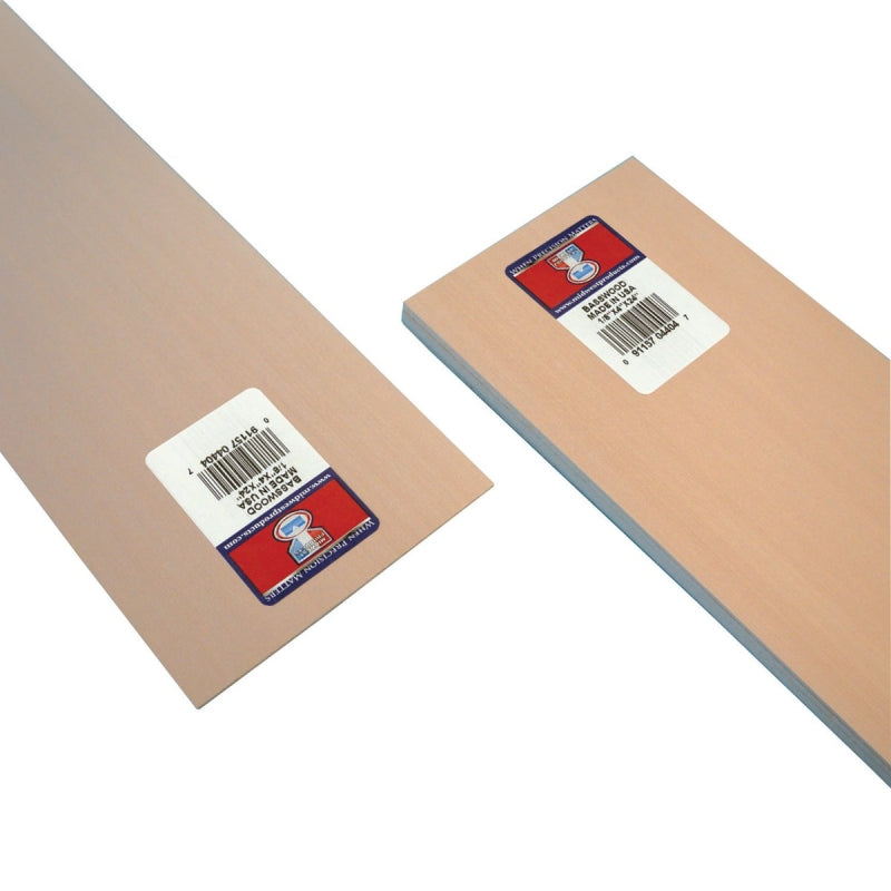 Midwest Products 4404 Basswood Sheet, 1/8 in H, 24 in L, 4 in W, Basswood