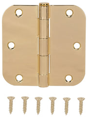 HINGE DR RD 3.5X3.5IN BRT BRS