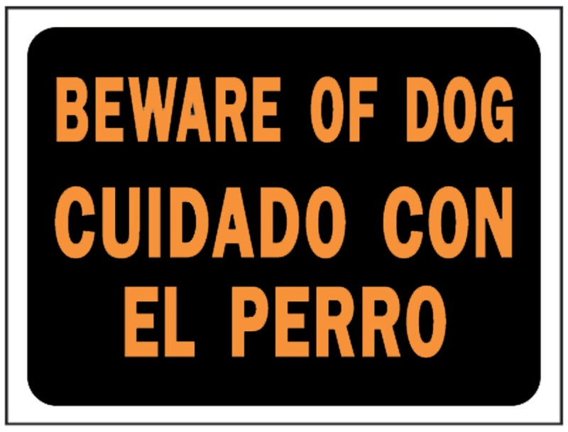 Hy-Ko Hy-Glo Series 3060 Identification Sign, 8-1/2 x 12 in Dimensions, Rectangular, BEWARE OF DOG CUIDADO CON EL PERRO
