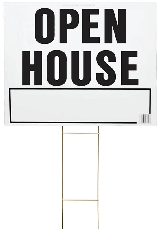 Hy-Ko LOH-3 Lawn Sign, OPEN HOUSE, Black Legend, Plastic, 24 in W x 19 in H Dimensions