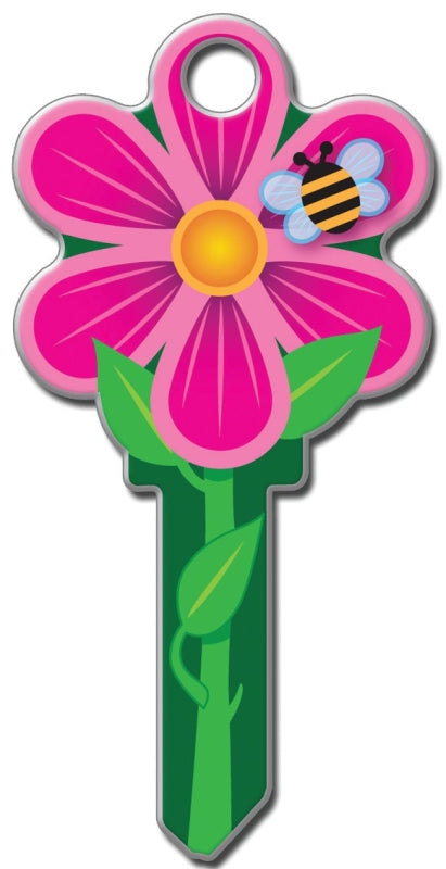 Lucky Line Key Shapes Series B106S Key Blank, Flower, Brass, Enamel-Coated, For: Schlage Locks