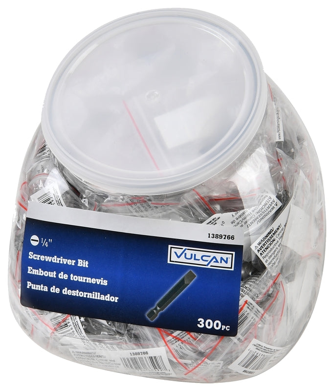 Vulcan FRV F2-2 Screwdriver Bit, 1/4 in Drive, Slotted Drive, 1/4 in Shank, Hex Shank, 2 in L