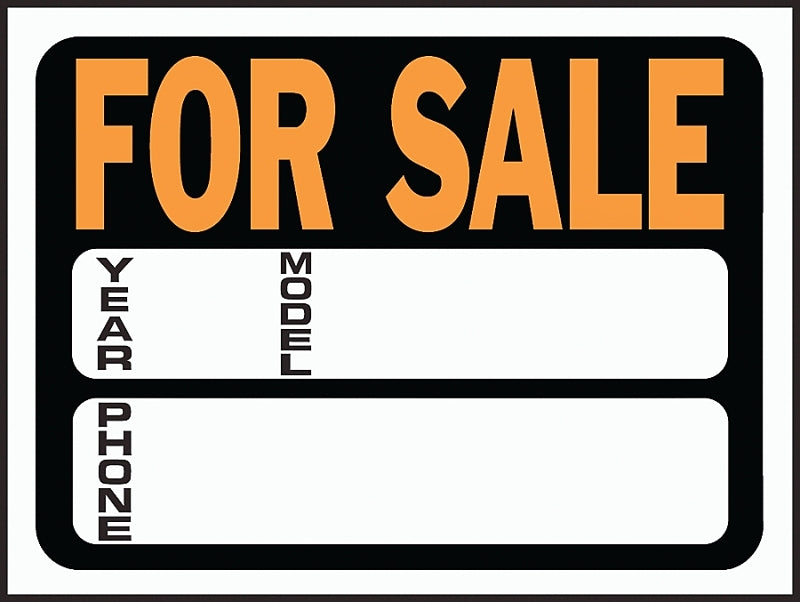 Hy-Ko Hy-Glo Series 3031 Identification Sign, 8-1/2 x 12 in Dimensions, FOR SALE, Fluorescent Orange Legend, Plastic