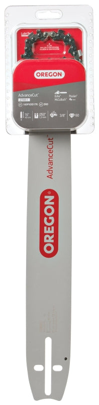 Oregon AdvanceCut 27851 Series Bar and Chain Combo, Small Bar Nose Radius, 60-Drive Link, 72V Chain, 3/8 in TPI/Pitch